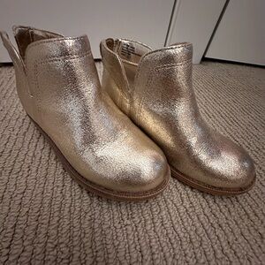 Nina Girls Metallic Gold Ankle Boots | Size 10 Toddler | Leather Upper